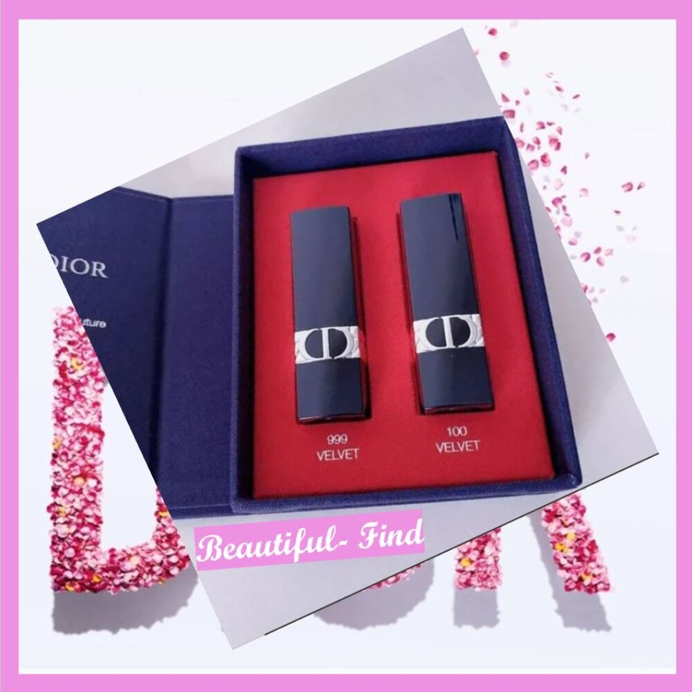 Authentic Dior Rouge Set Of 2 Mini Lipsticks 999 & 100 New In Box